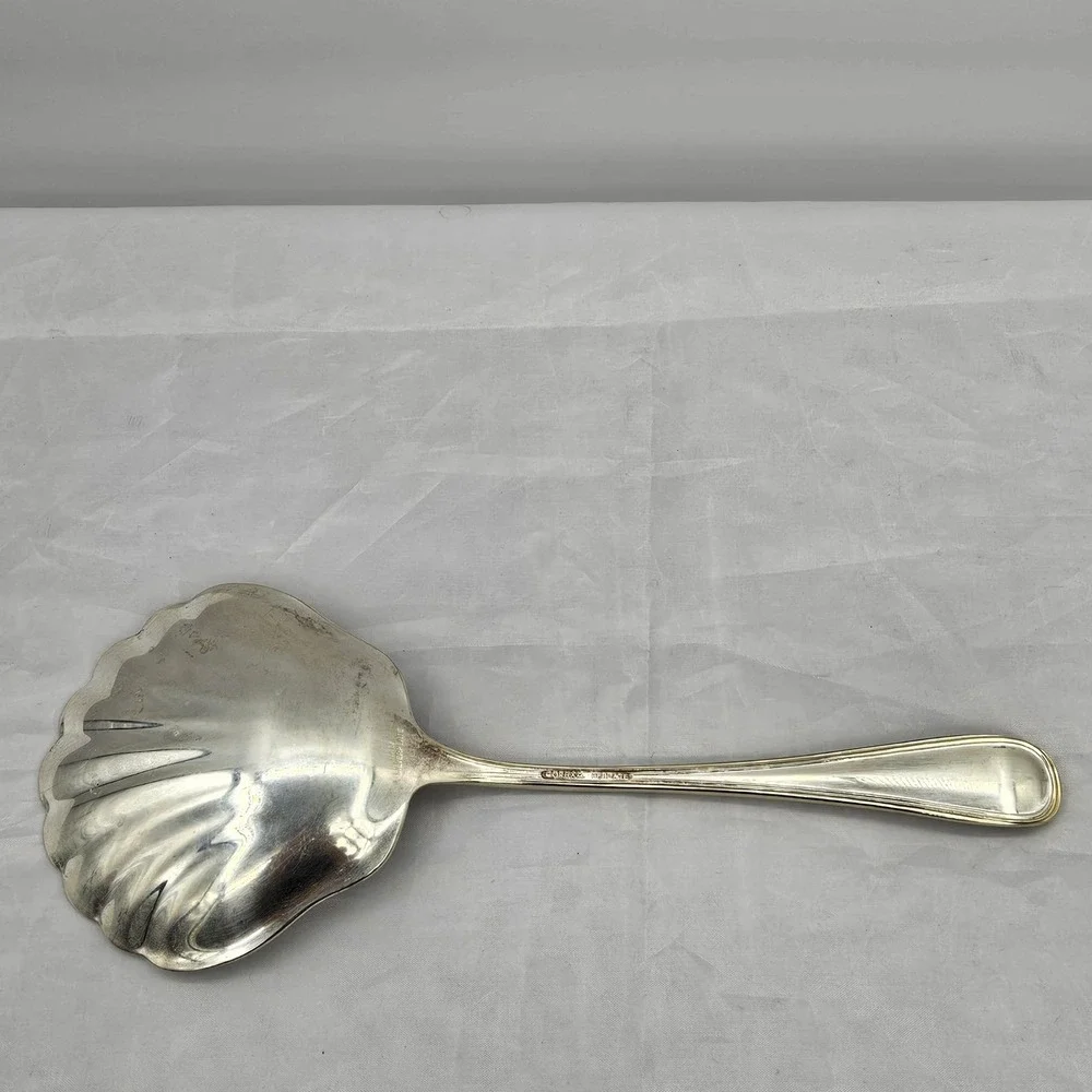 Gorham Heritage Silverplate Shell Serving Spoon Italy Scalloped Berry Nut 9in